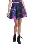 Galaxy Print Skater Skirt, BLACK, hi-res