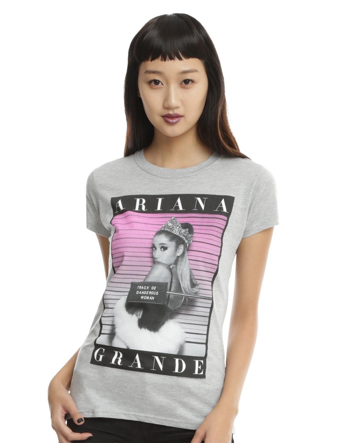 Ariana Grande Mugshot Girls T-Shirt, HEATHER GREY, hi-res