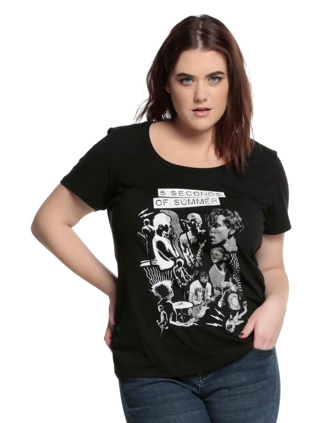 5 Seconds Of Summer Collage Girls T-Shirt Plus Size, HEATHER GREY, hi-res