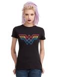 DC Comics Wonder Woman Neon Logo Girls T-Shirt, BLACK, hi-res
