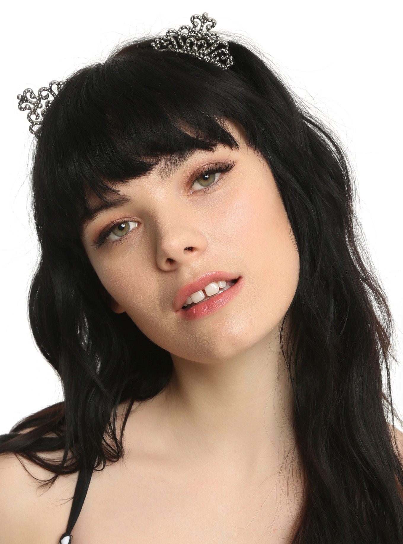 Blackheart Silver Tiara Cat Ear Headband, , hi-res