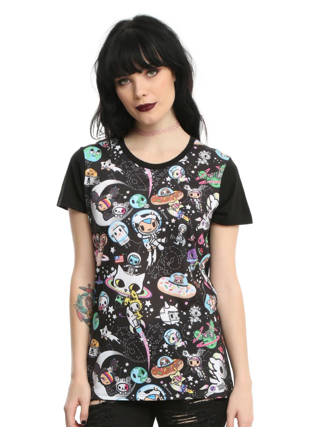 Tokidoki Allover Space Print Girls T-Shirt, BLACK, hi-res