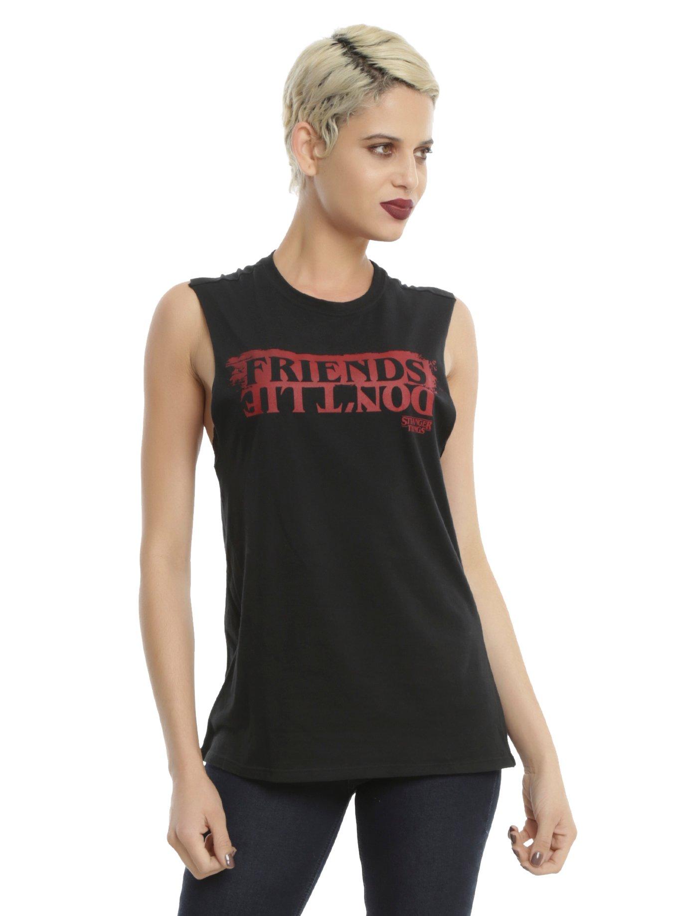 Stranger Things Friends Don't Lie Girls Muscle Top, BLACK, hi-res