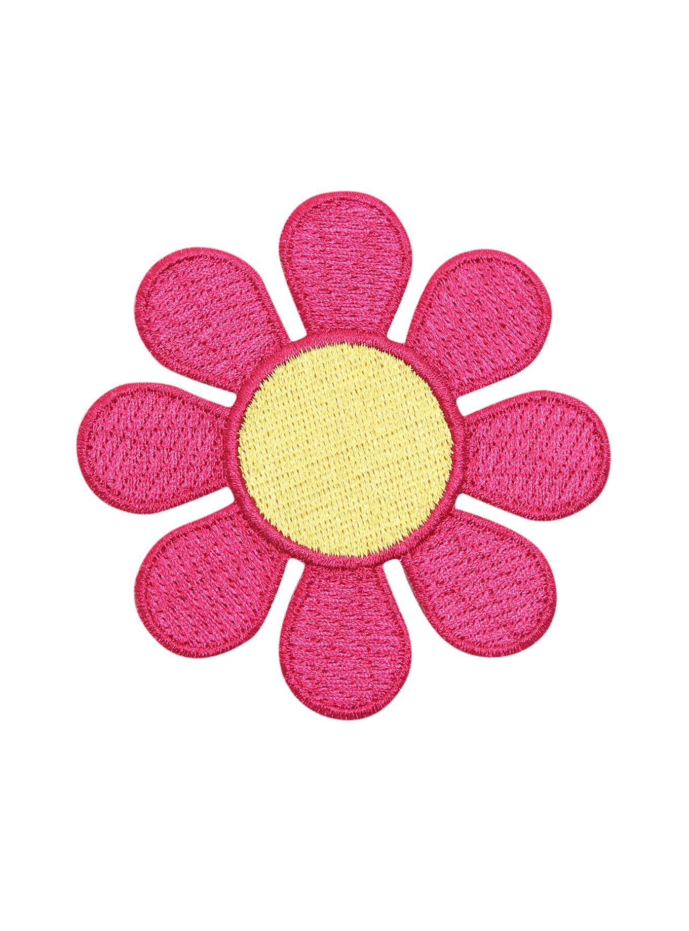 Pink Daisy Iron-On Patch, , hi-res