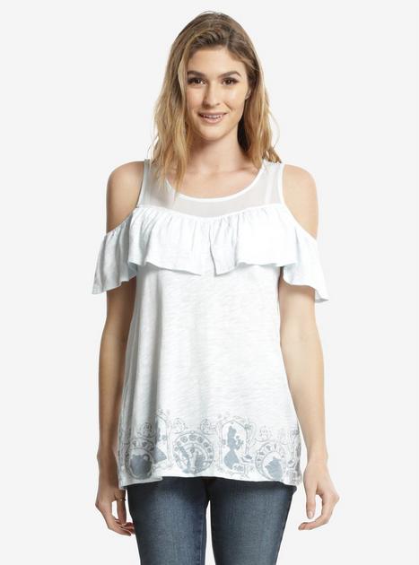 Disney Beauty And The Beast Silhouette Womens Cold Shoulder Top | BoxLunch