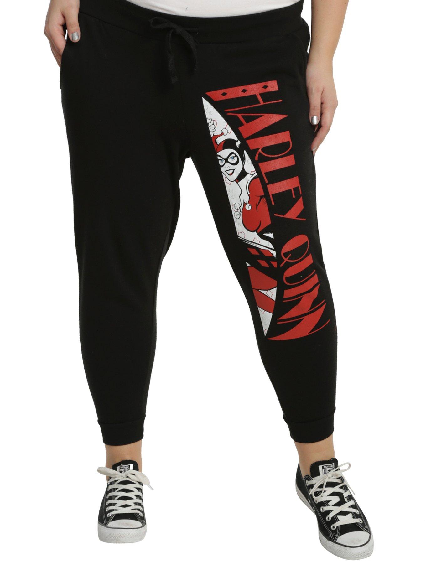 DC Comics Harley Quinn Girls Jogger Pants Plus Size, BLACK, hi-res