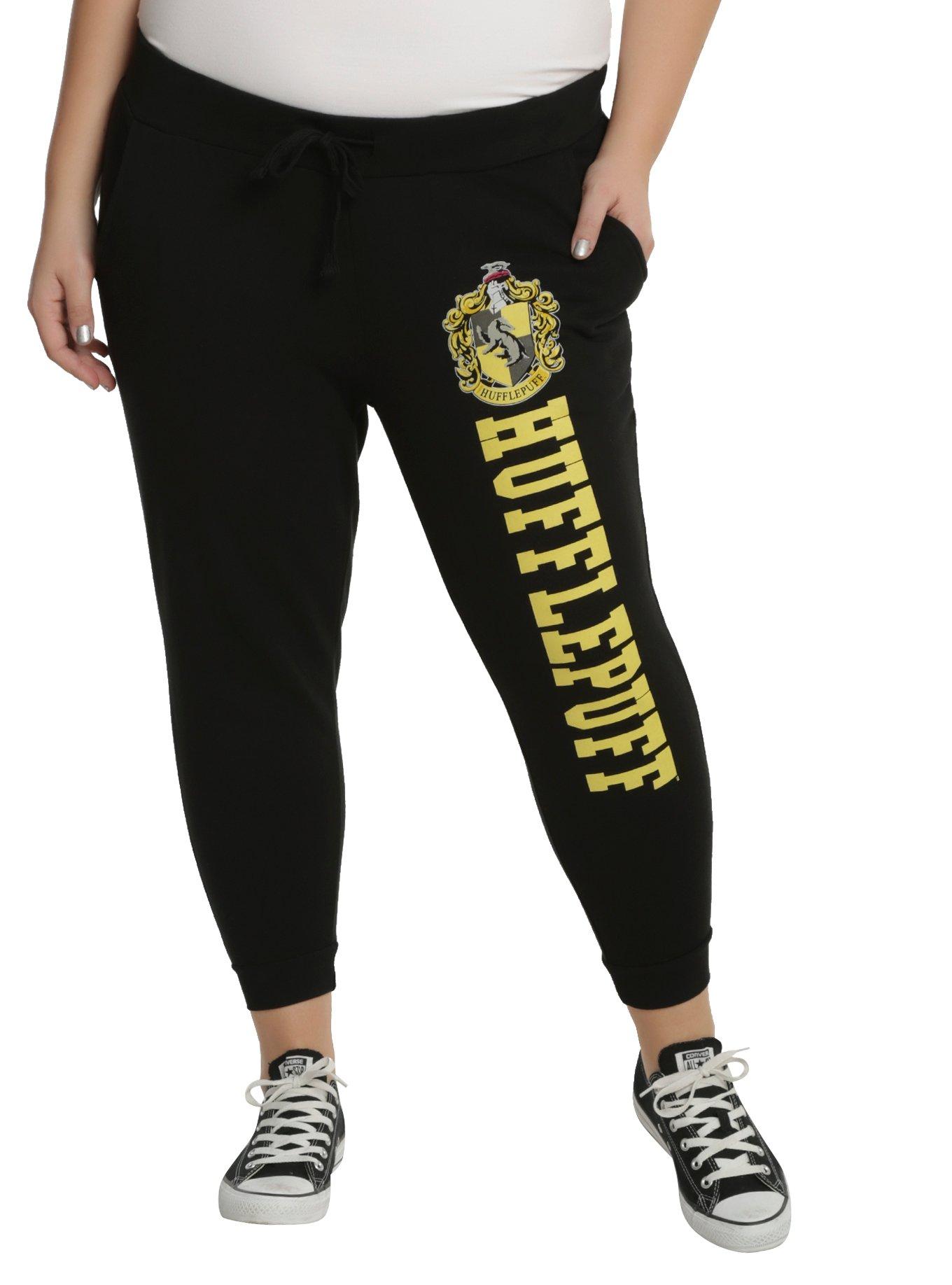 Harry Potter Hufflepuff Crest Girls Jogger Pants Plus Size, BLACK, hi-res