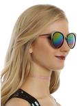 Black & Silver Rainbow Lens Cat Eye Sunglasses, , hi-res
