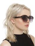 Black Cutout Metal Round Sunglasses, , hi-res