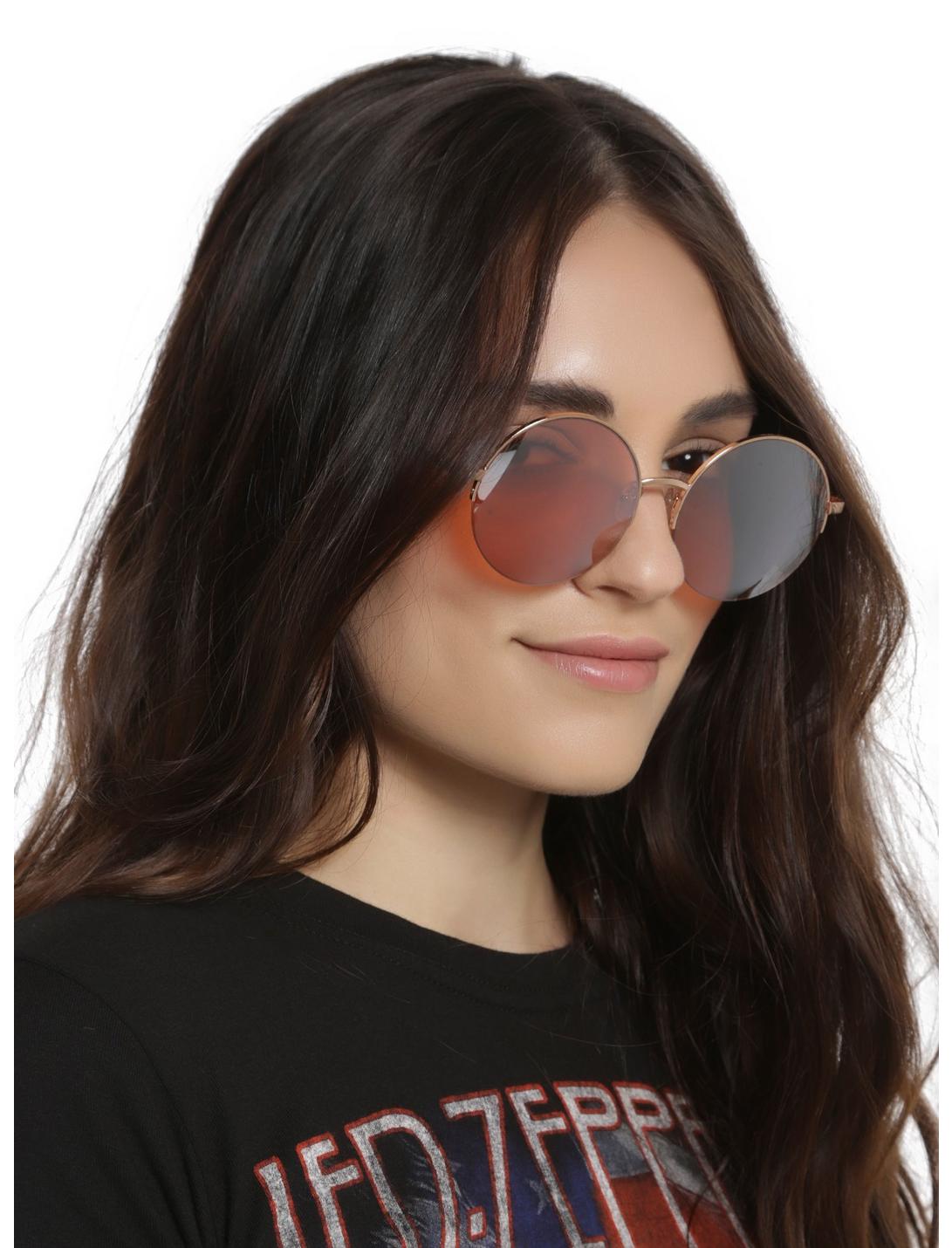 Rose Gold Round Sunglasses, , hi-res
