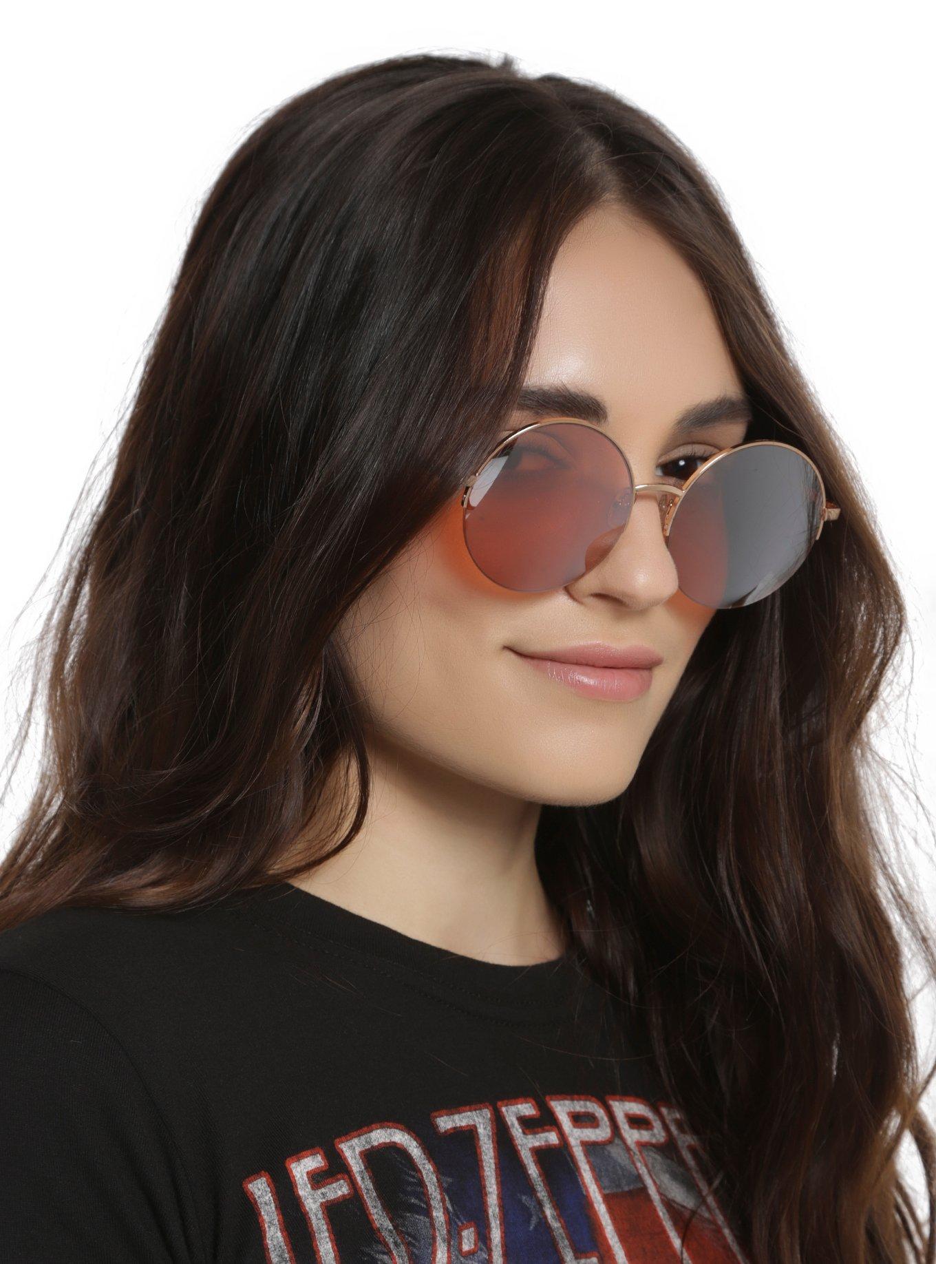 Rose Gold Round Sunglasses, , hi-res