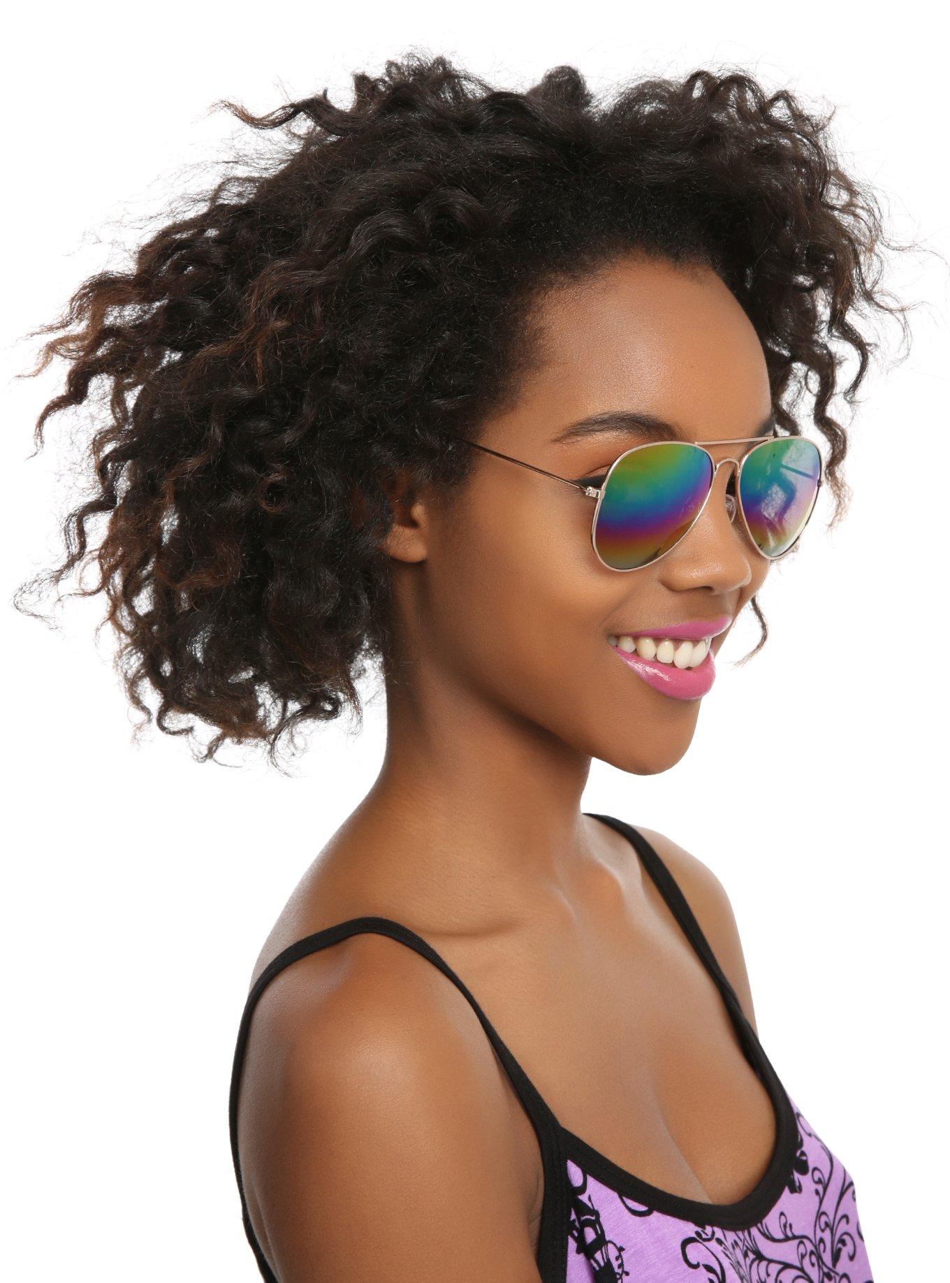 Gold Rainbow Lens Aviator Sunglasses, , hi-res