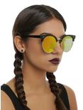 Black Pink Mirror Flat Lens Half-Rim Sunglasses, , hi-res