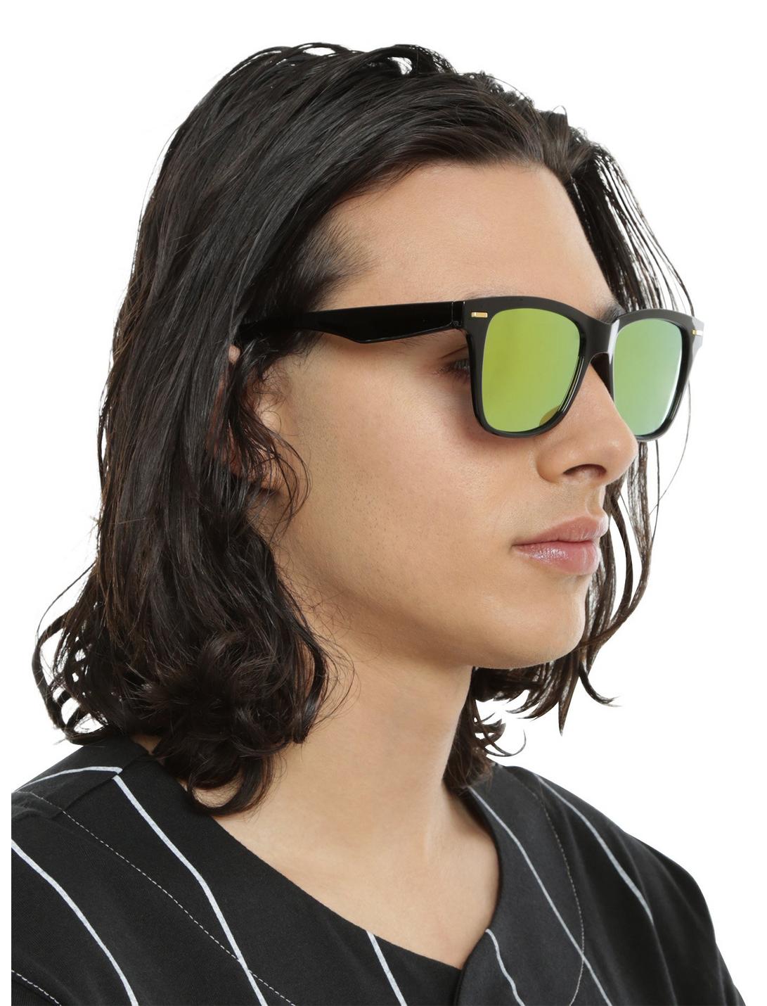 Black & Red Flat Revo Lens Sunglasses, , hi-res