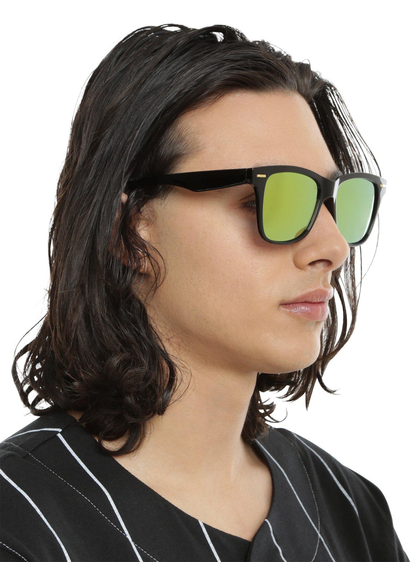 Black & Red Flat Revo Lens Sunglasses, , hi-res