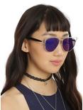 Blue Flat Lens Silver Top Bridge Sunglasses, , hi-res