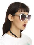 White Paint Splatter Round Sunglasses, , hi-res