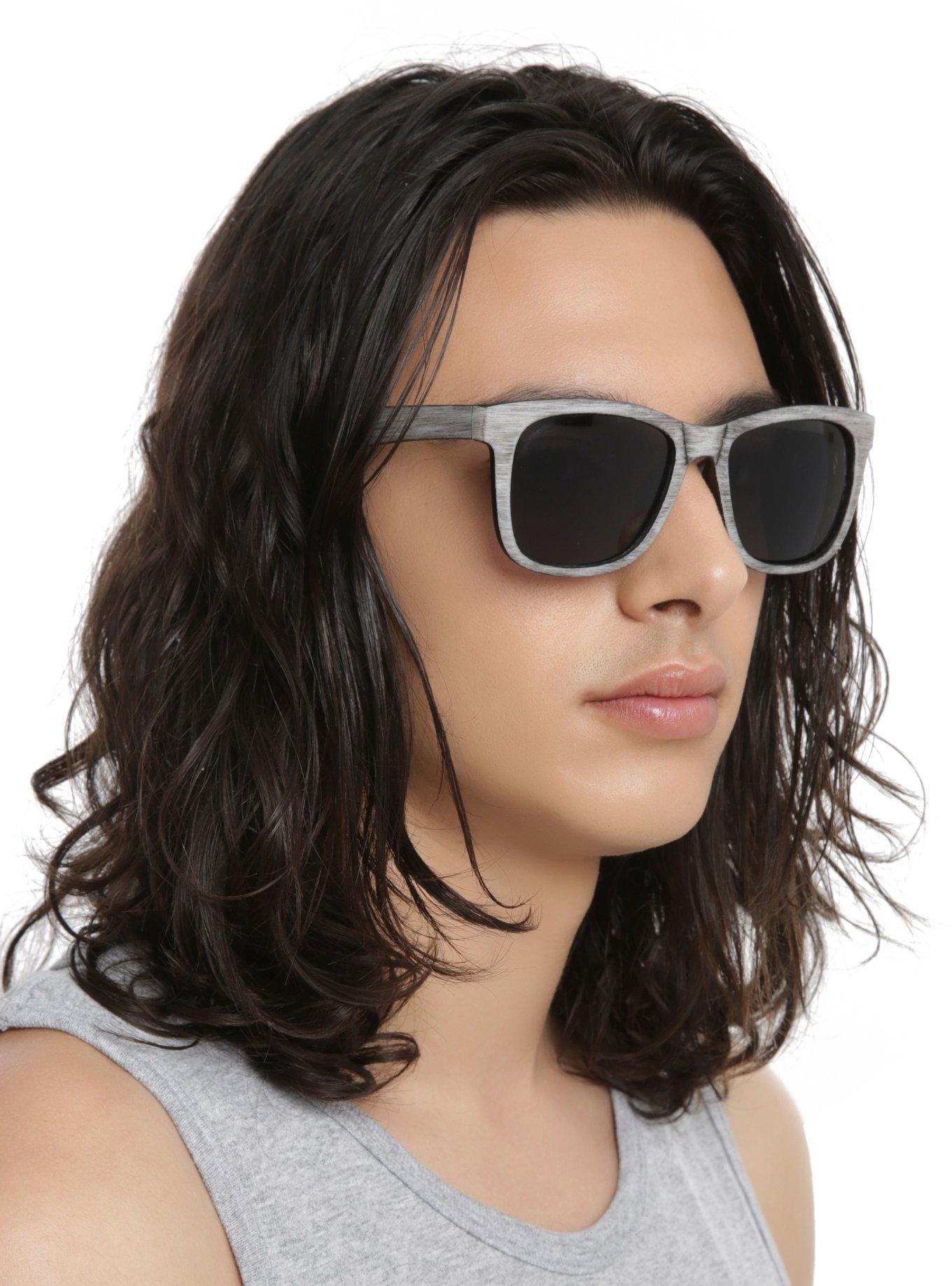 Grey Wood Smoke Lens Retro Sunglasses, , hi-res