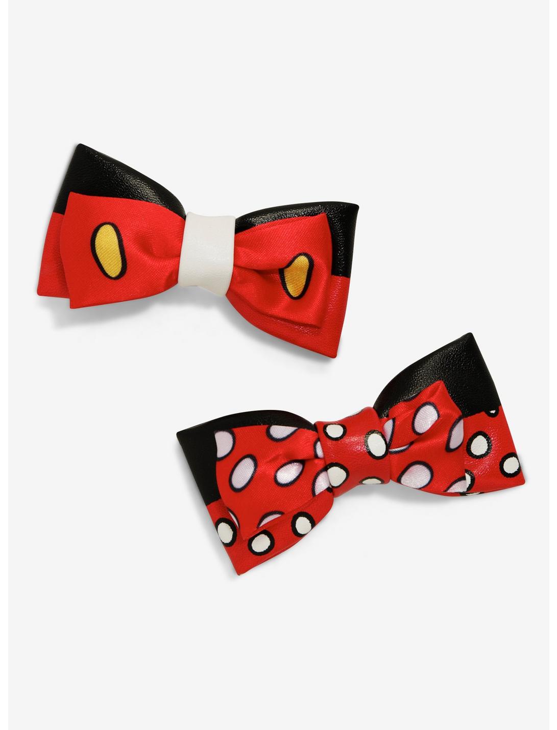 Disney Mickey Mouse & Minnie Mouse Faux Leather Hair Bows, , hi-res
