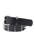 3 Row Spike Bonded Leather Belt, BLACK, hi-res