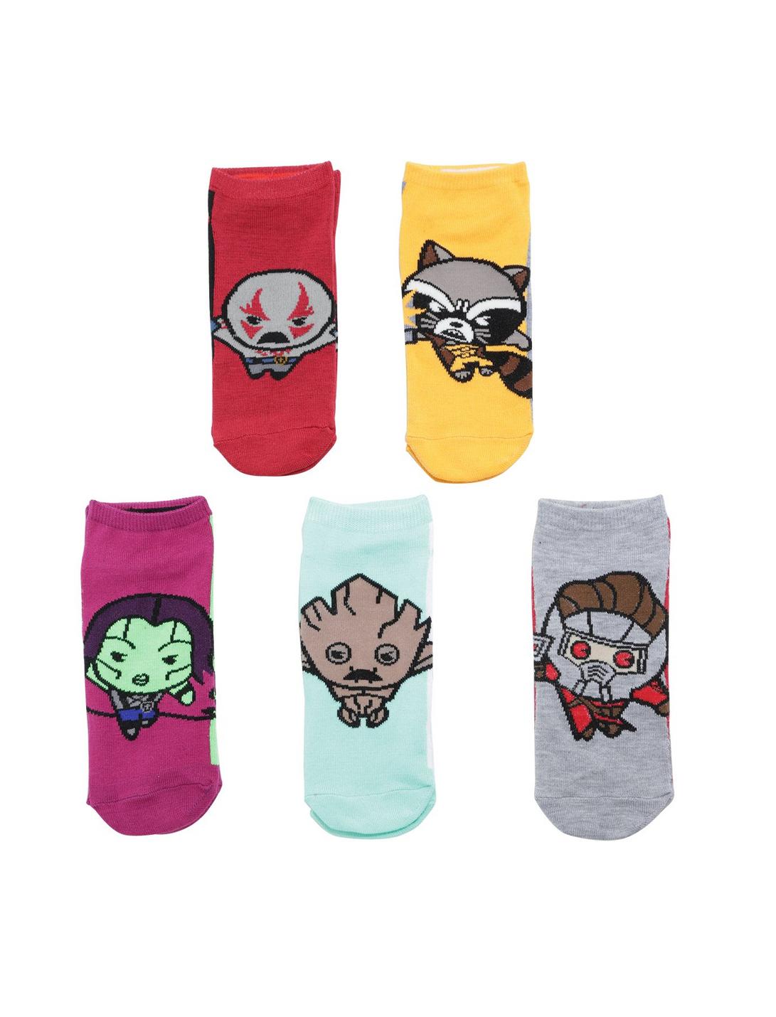 Marvel Guardians Of The Galaxy Chibi No-Show Socks 5 Pair, , hi-res