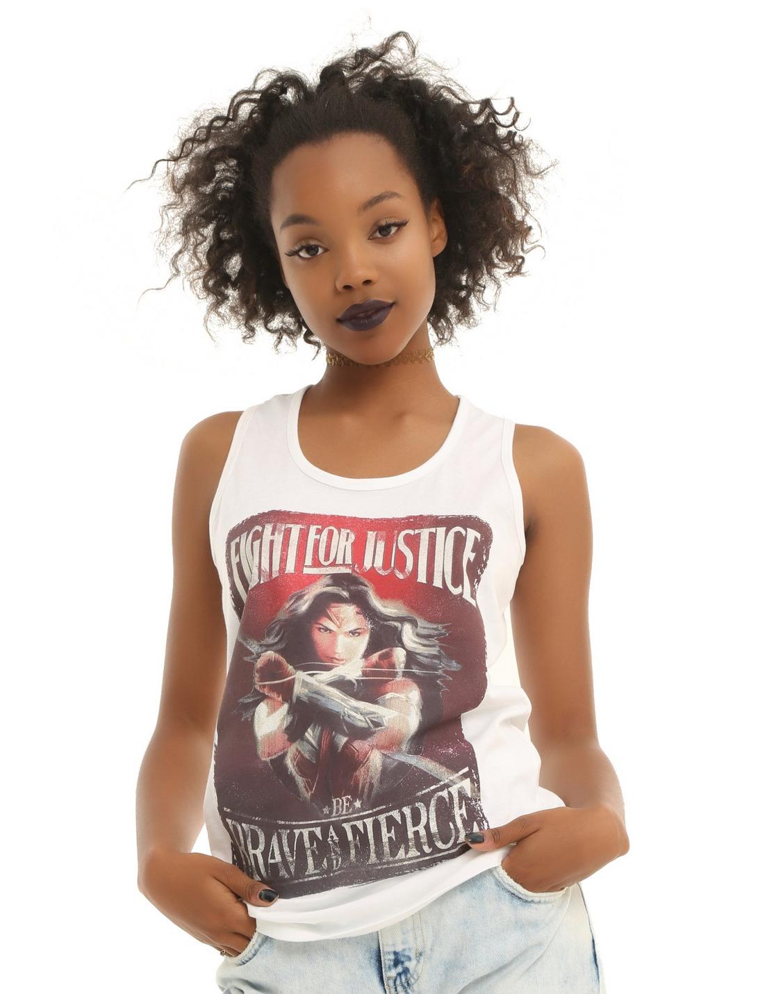 DC Comics Wonder Woman Fight For Justice Girls Tank Top, WHITE, hi-res