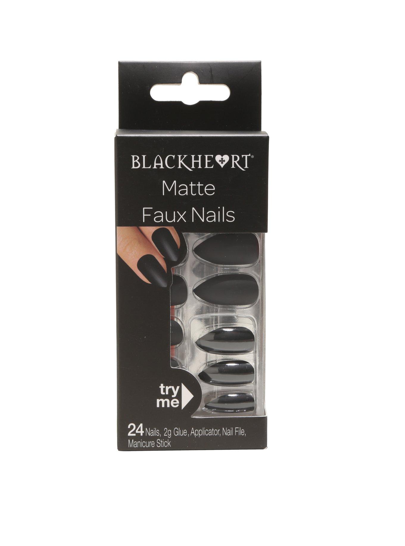 Blackheart Matte Black Stiletto Faux Nails, , hi-res