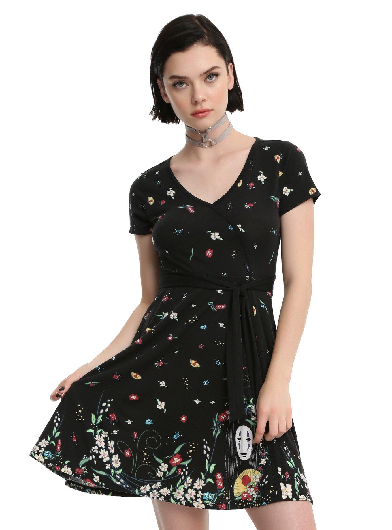 Her Universe Studio Ghibli Spirited Away Confetti Wrap Dress, BLACK, hi-res