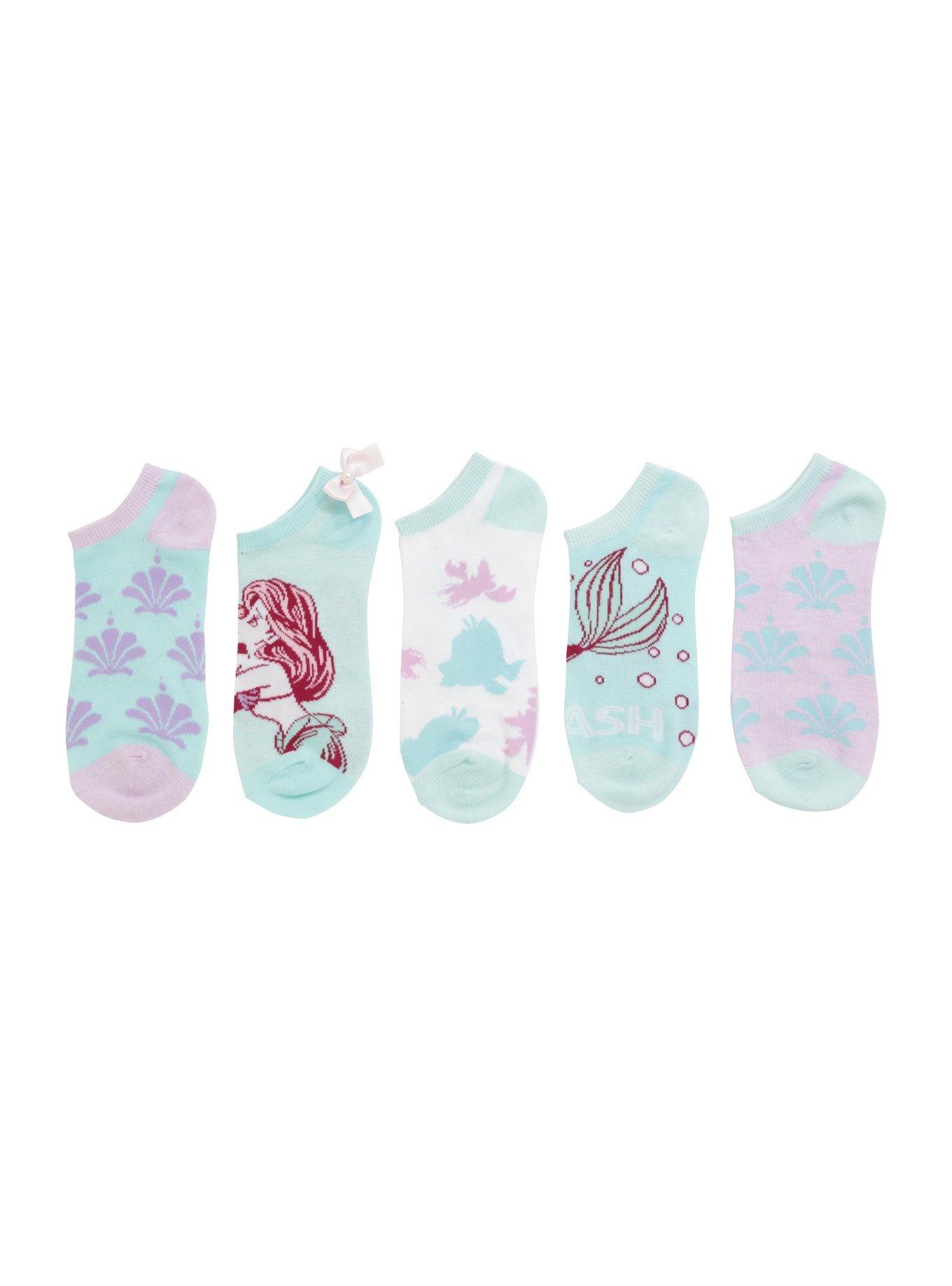 Disney The Little Mermaid No-Show Socks 5 Pair, , hi-res