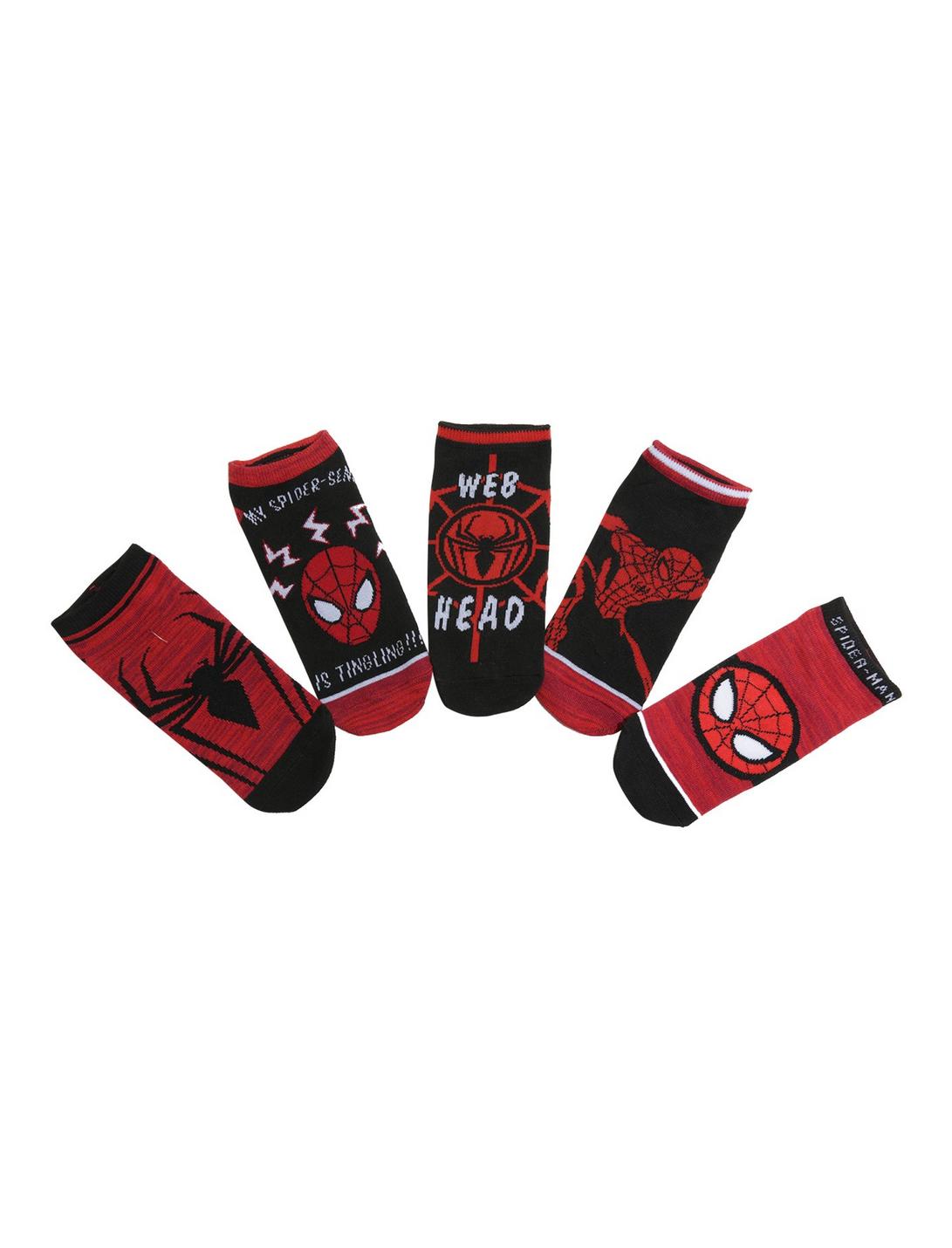 Marvel Spider-Man Red No-Show Socks 5 Pair, , hi-res