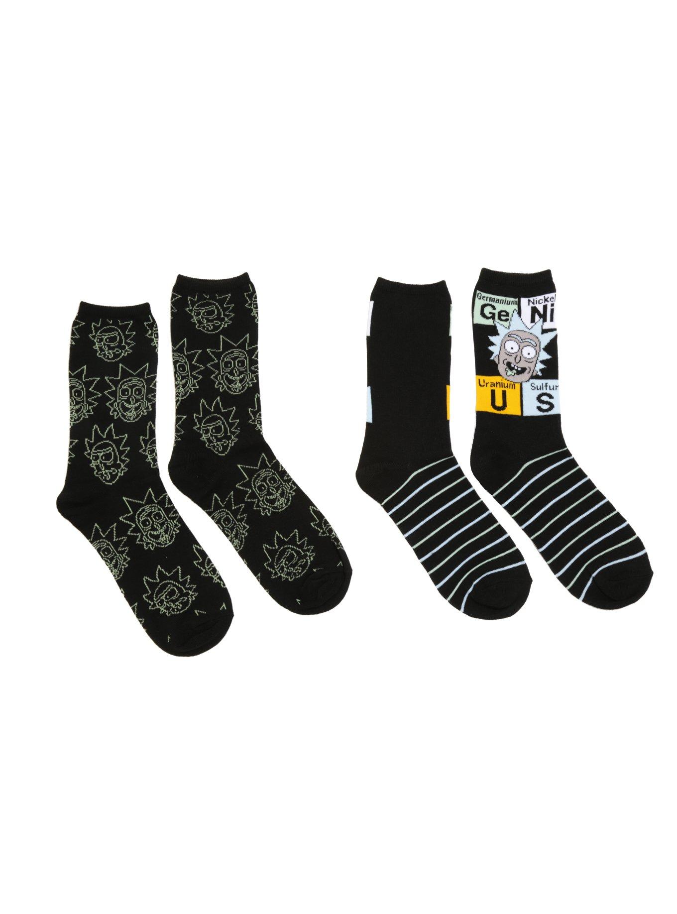 Rick And Morty Crew Socks 2 Pair, , hi-res