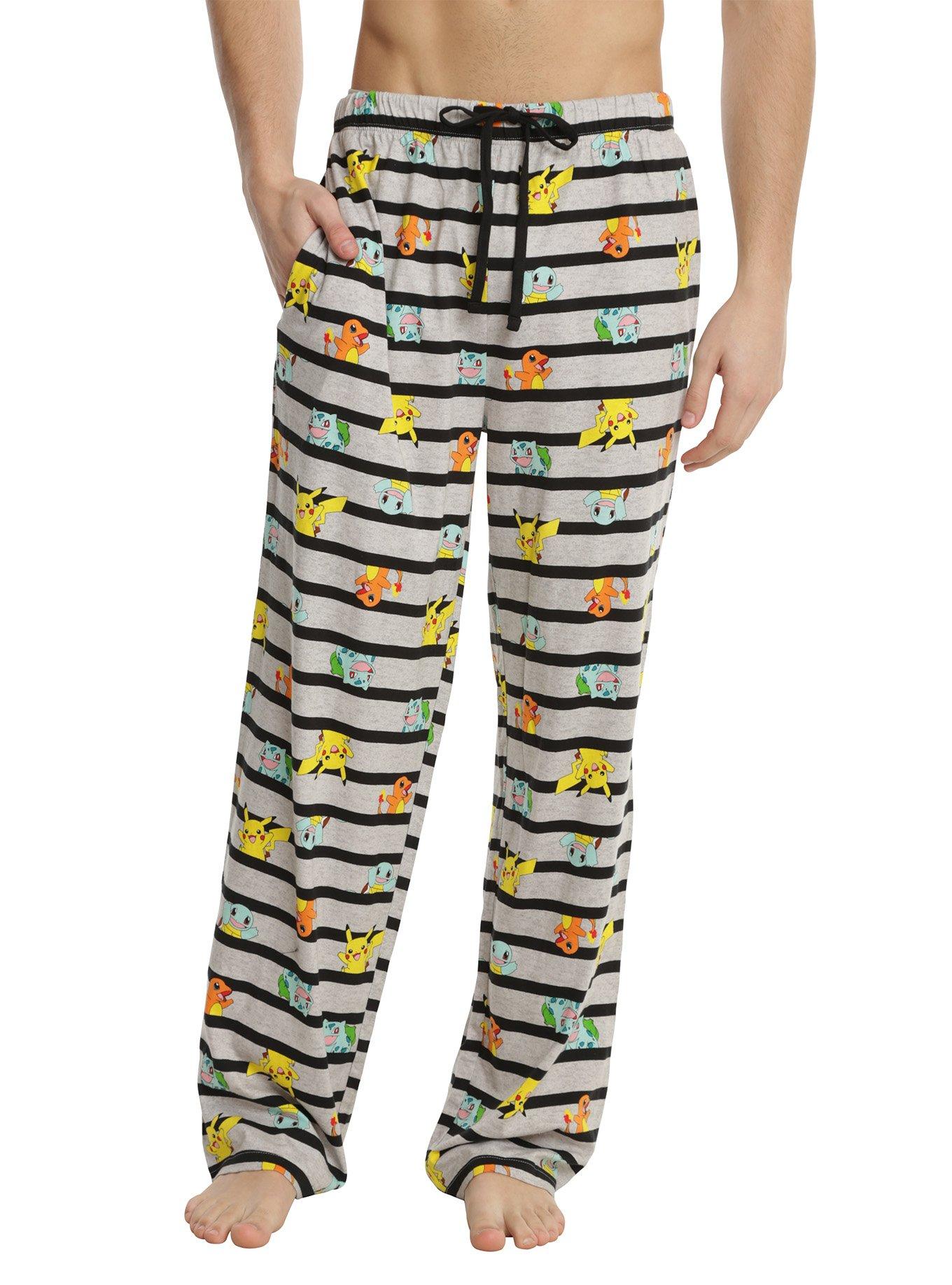 Pokemon Starters Striped Guys Pajama Pants, BLACK, hi-res