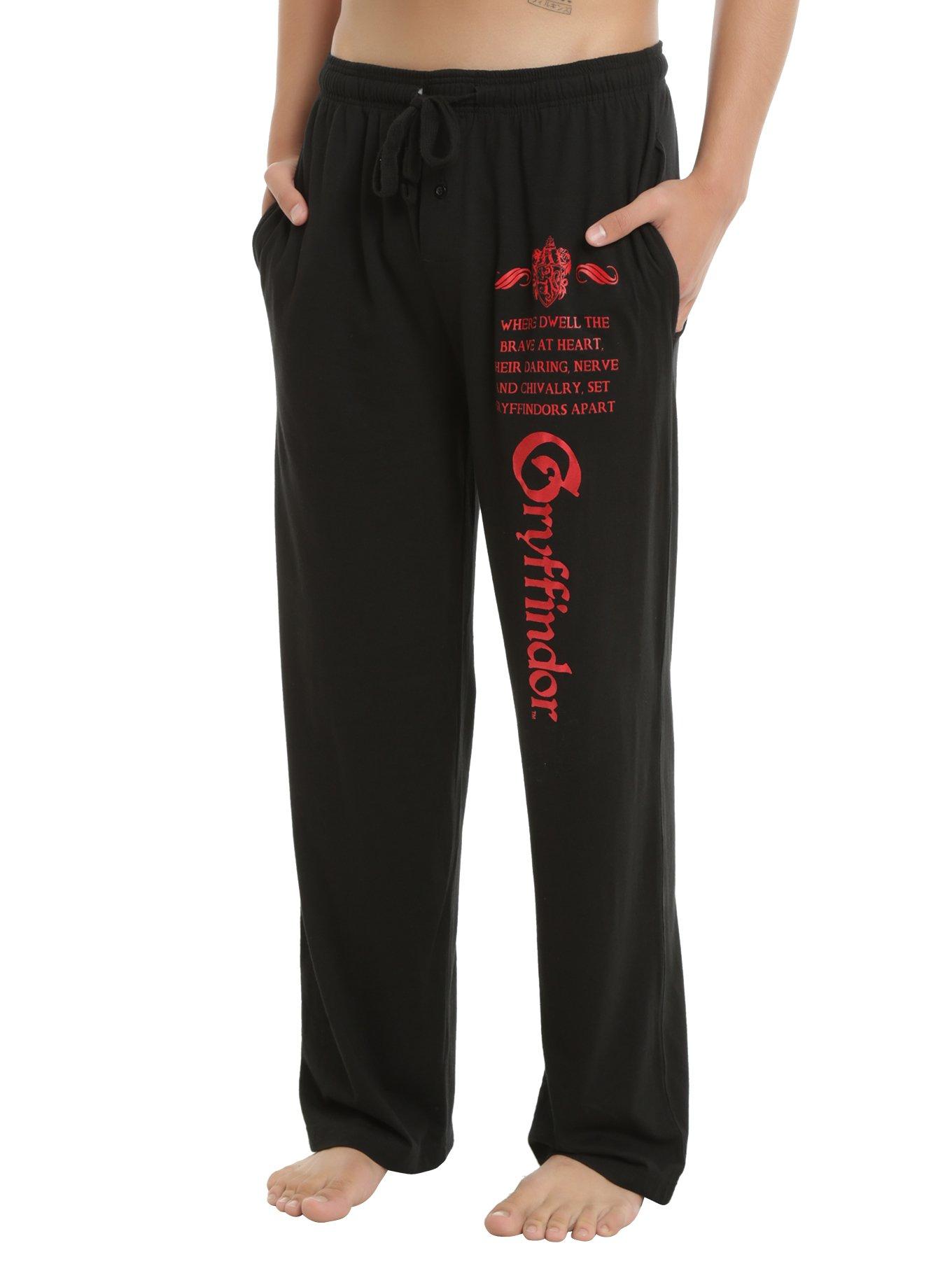 Harry Potter Gryffindor Foil Black Pajama Lounge Pants For Men & Women - XS-2XL