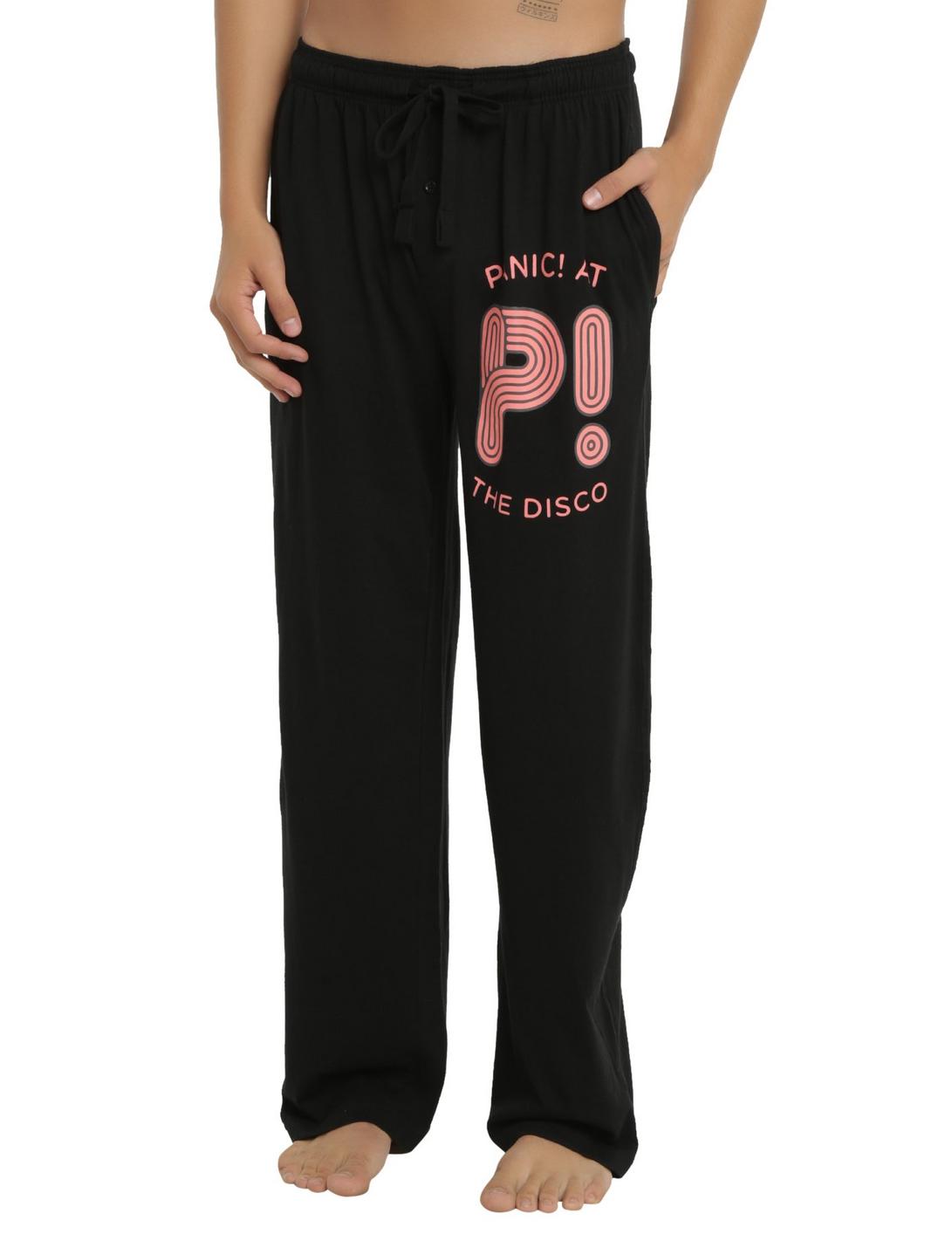 Panic! At The Disco P! Logo Guys Pajama Pants, BLACK, hi-res