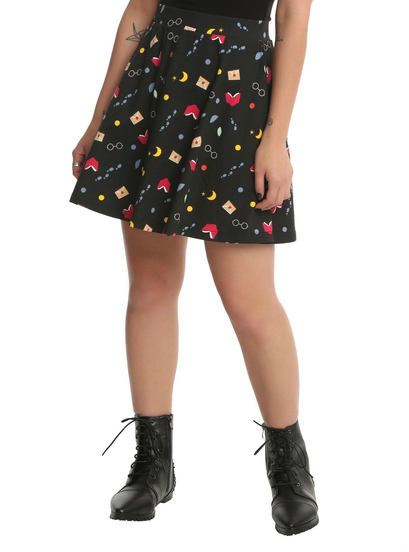 Harry Potter Icons Circle Skirt, BLACK, hi-res