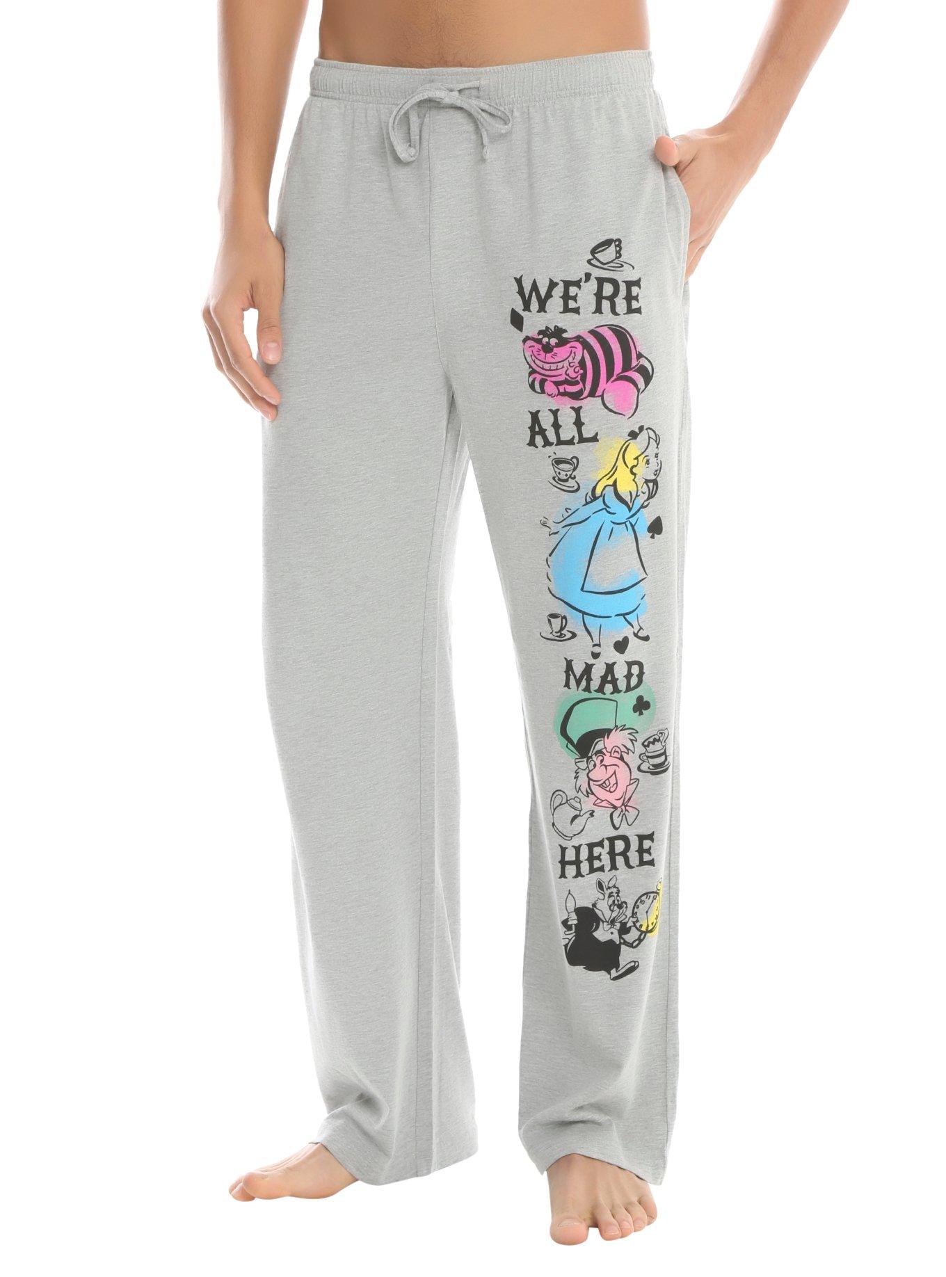 Disney Alice In Wonderland We're All Mad Here Guys Pajama Pants, GREY, hi-res