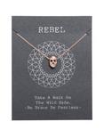 Rose Gold Dainty Skull Necklace, , hi-res