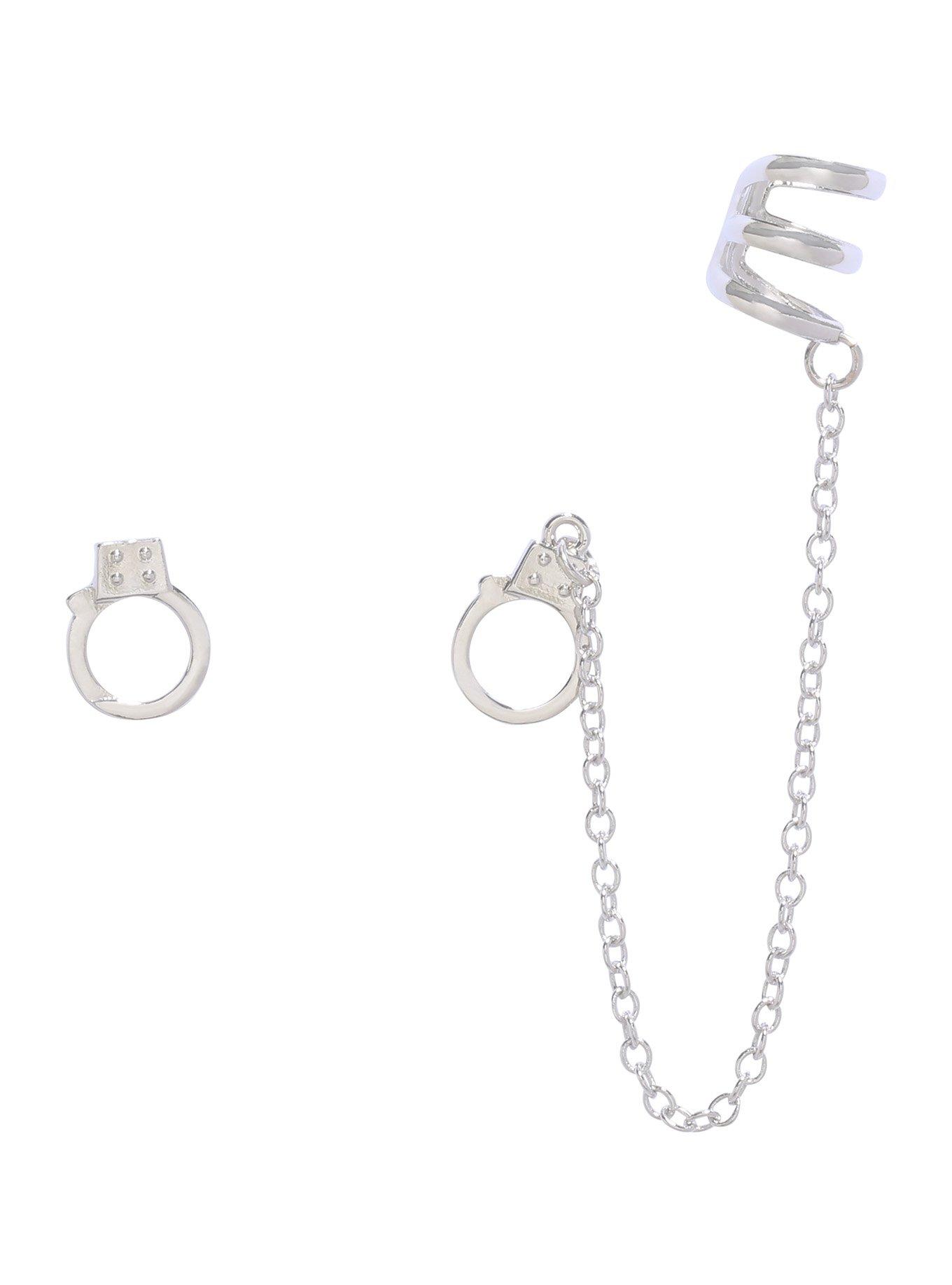 Blackheart Handcuff Cuff Earrings, , hi-res