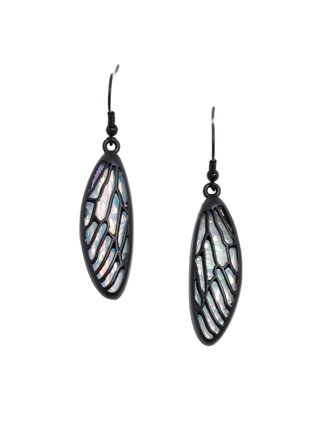 Blackheart Fairy Wing Drop Earrings, , hi-res