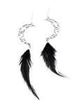 Blackheart Moon Feather Drop Earrings, , hi-res