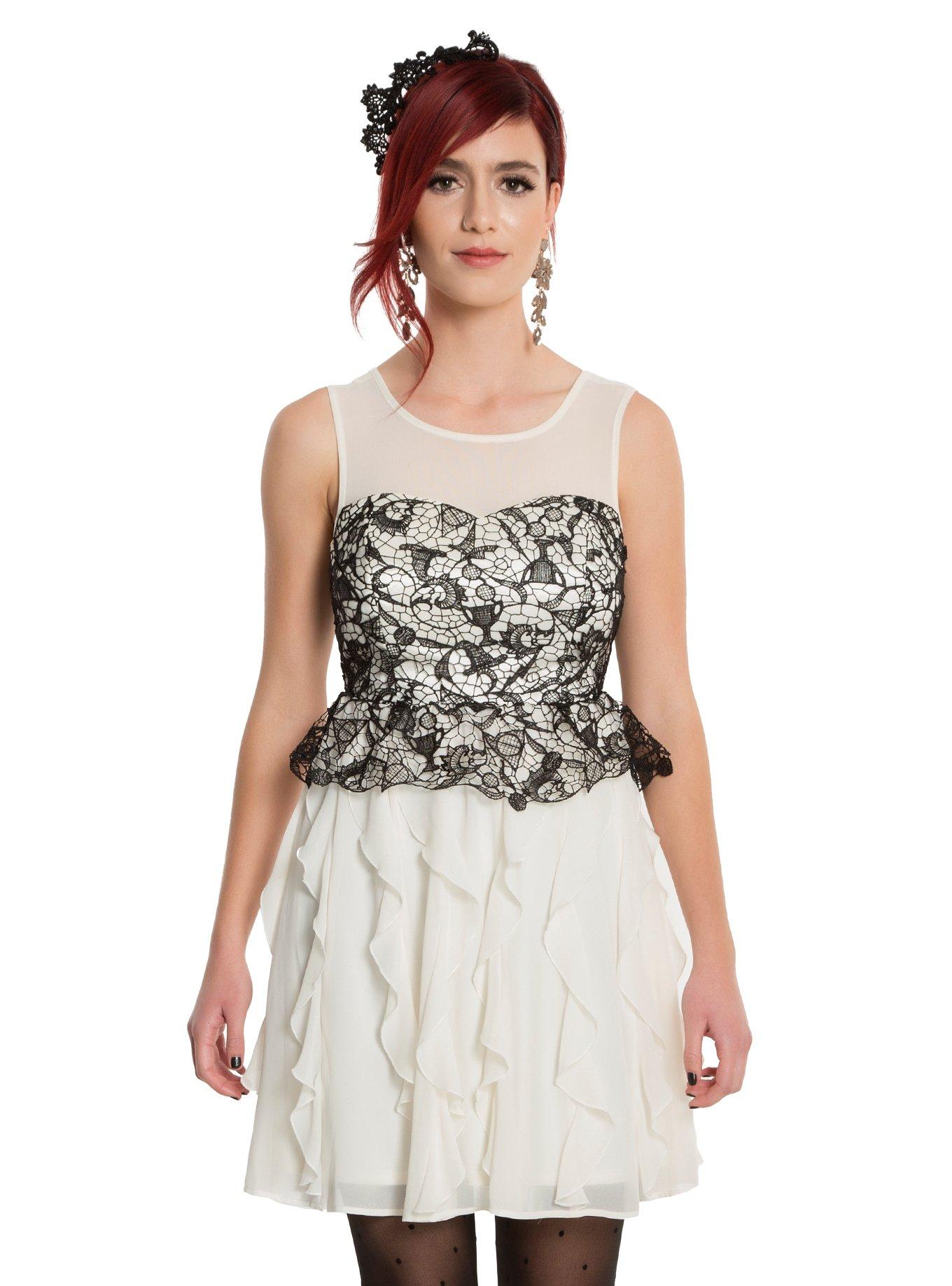 Harry Potter Black Lace & Ivory Ruffle Gown, WHITE, hi-res