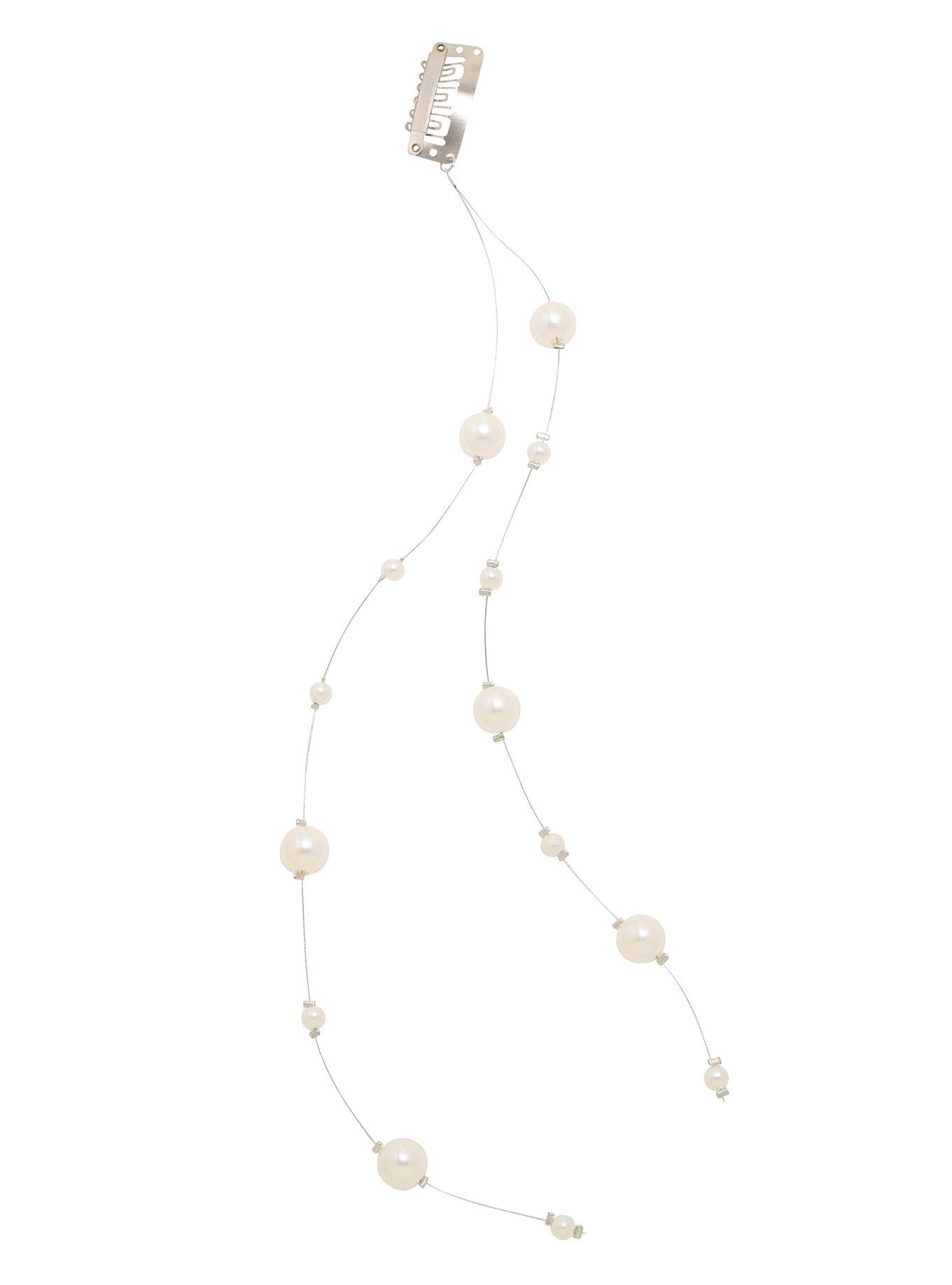 Blackheart Hanging Pearls Hair Clip, , hi-res