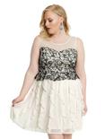 Harry Potter Black Lace & Ivory Ruffle Gown Plus Size, WHITE, hi-res