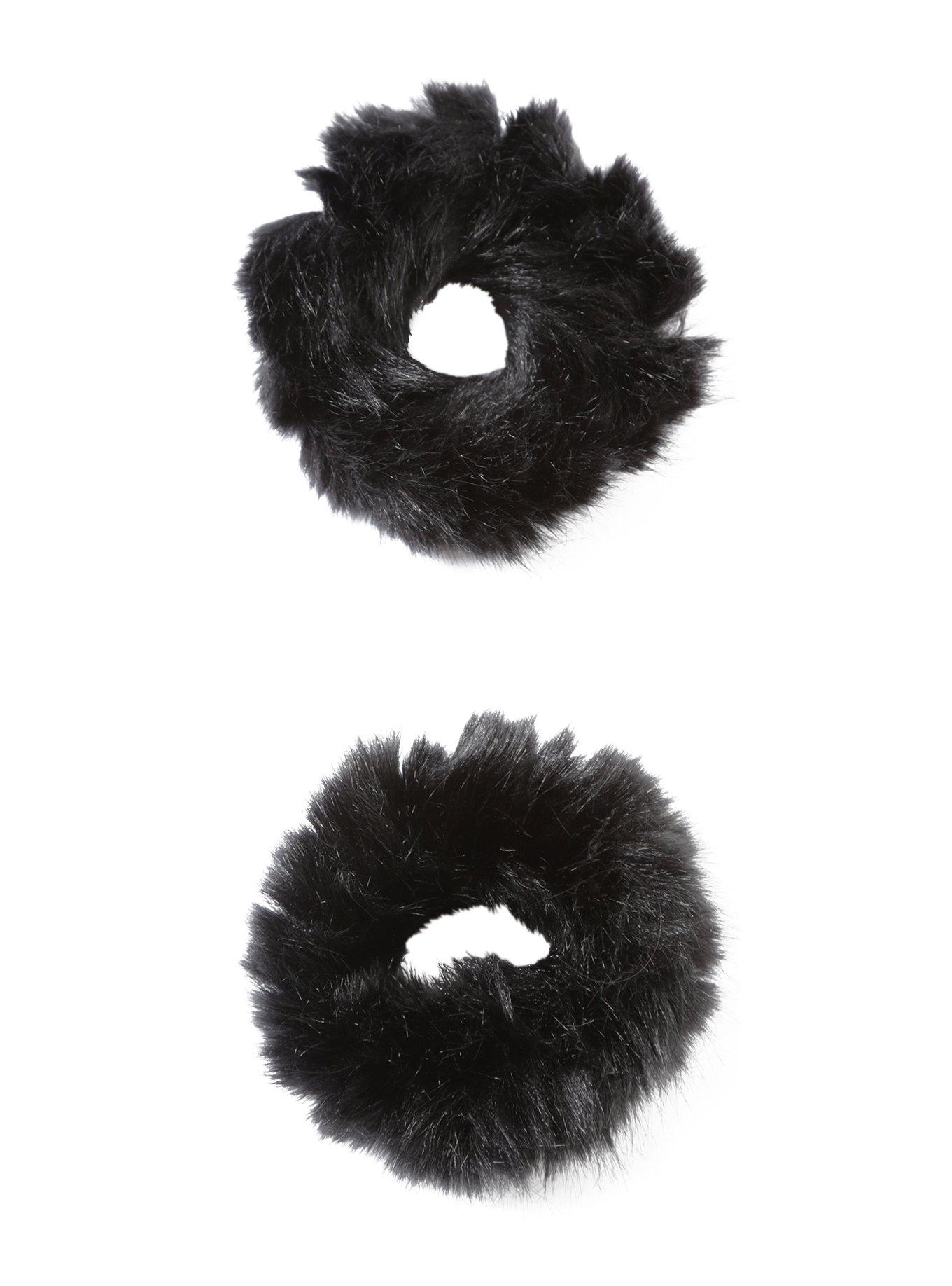 Black Fuzzy Scrunchie Set, , hi-res