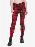 Blackheart Red & Black Plaid Super Skinny Pants, RED, hi-res