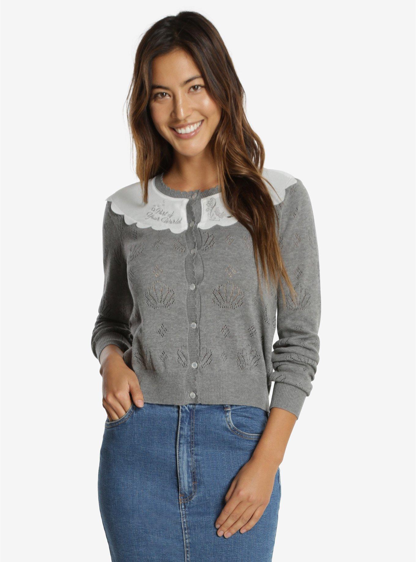 Disney The Little Mermaid Ariel Grey Pointelle Cardigan BoxLunch