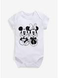 Disney Mickey Mouse And Minnie Mouse And White Baby Bodysuit, WHITE, hi-res