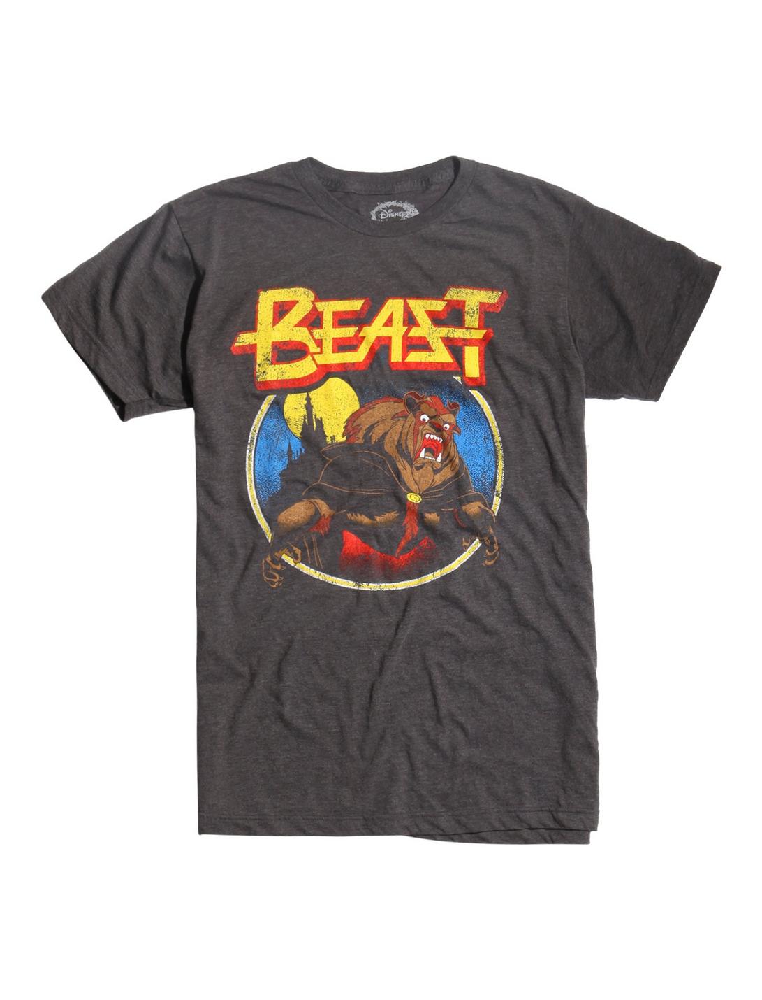 Disney Beauty And The Beast Metal T-Shirt, GREY, hi-res