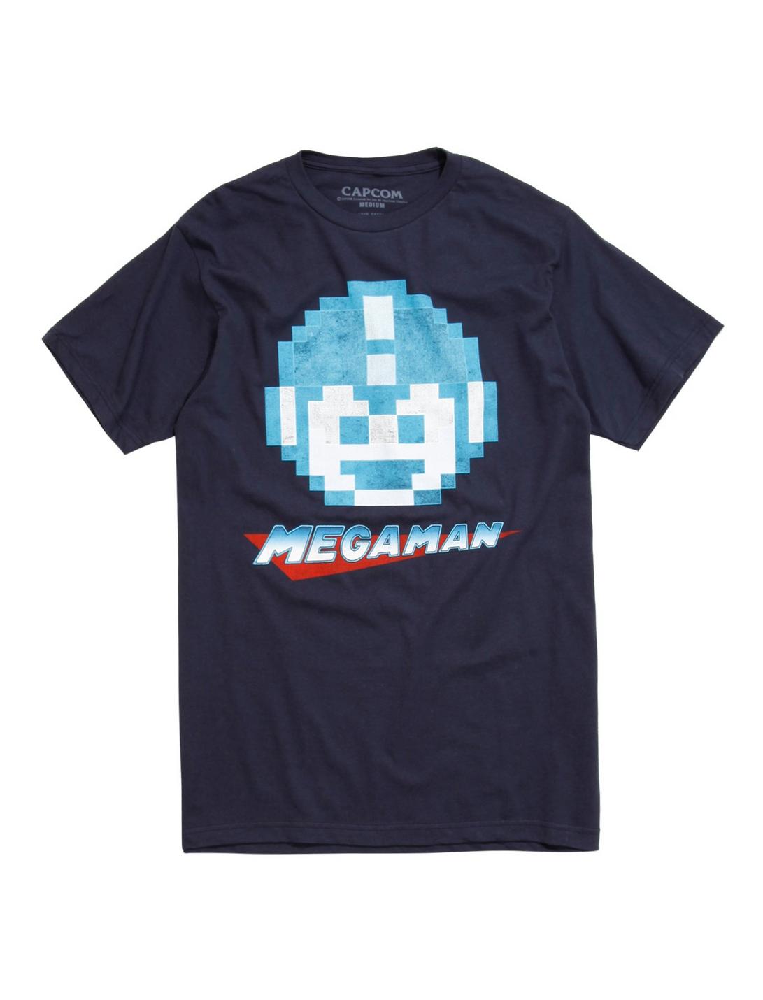 Mega Man Pixel Head T-Shirt, NAVY, hi-res