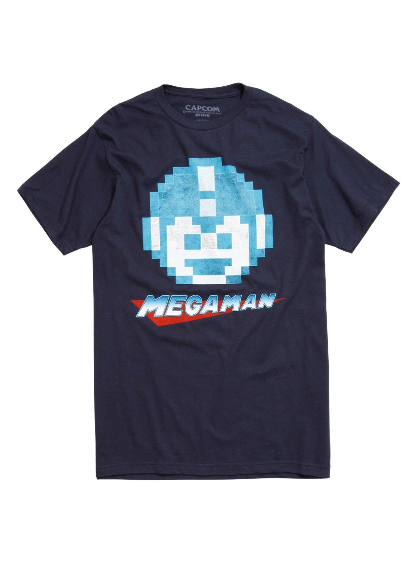 Mega Man Pixel Head T-Shirt, NAVY, hi-res